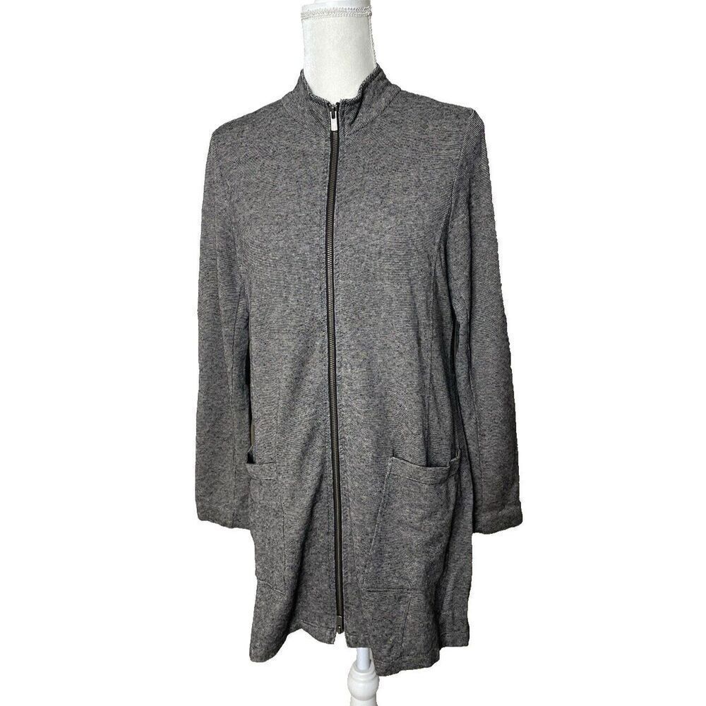Eileen Fisher Coat Womens S Organic Cotton Hemp Knit Sweater Zip Cardigan Long